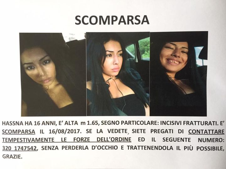 Gubbio, Hasna Dibane, ragazza di 16 anni scomparsa da casa, ricerche in corso