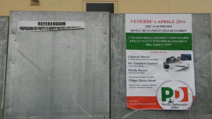 Referendum Trivelle, parte da Gubbio il sabotaggio della campagna