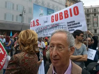 In piazza, a Roma, per difendere patrimonio culturale di Gubbio e Logge dei Tiratori
