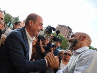 Nicola Zingaretti, Maurizio Martina e Vincenzo Bianconi a Gualdo Tadino