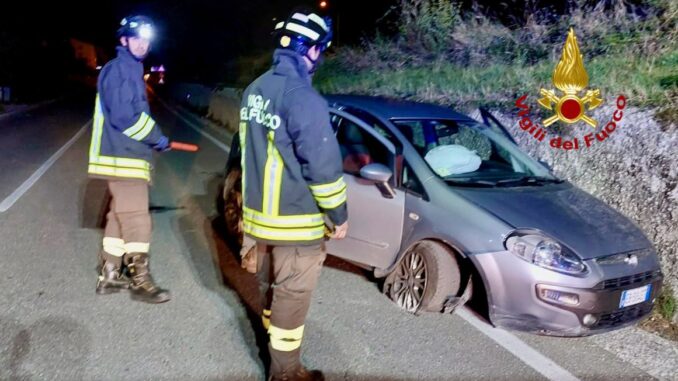 Incidente stradale sulla SS3 Flaminia a Rigali di Gualdo Tadino: automobilista perde il controllo a mezzanotte