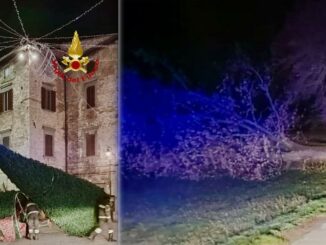 Gubbio: Vigili del Fuoco intervengono per alberi e addobbi Natalizi rovesciati dal vento