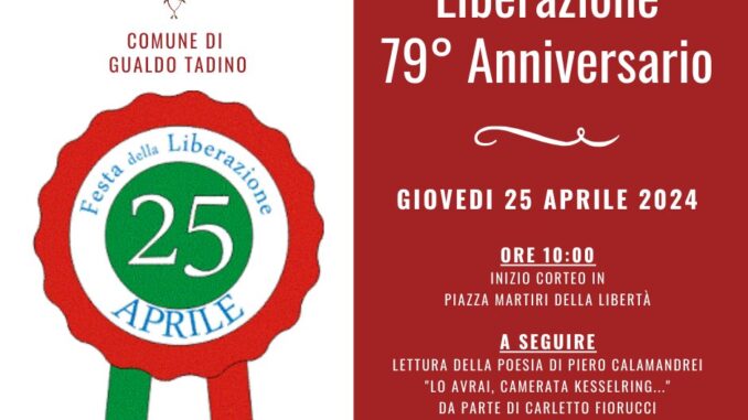 Gualdo Tadino celebra il 79° anno della Festa della Liberazione