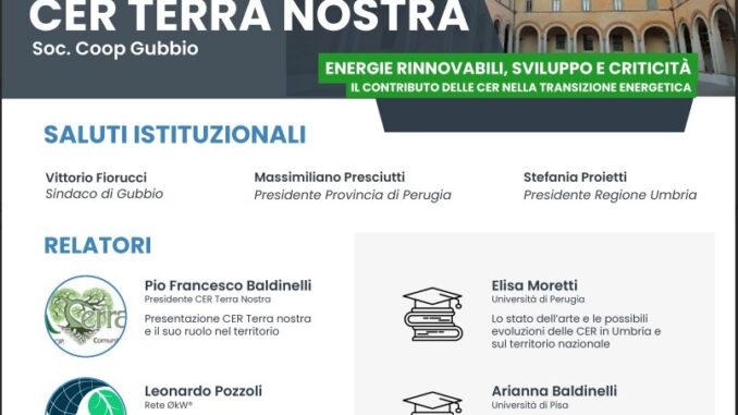 Gubbio, convegno CER Terra Nostra su energie pulite