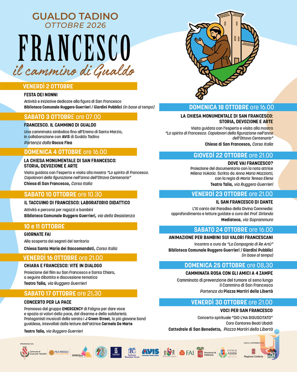 Francesco al centro della rassegna cultura di Gualdo Tadino